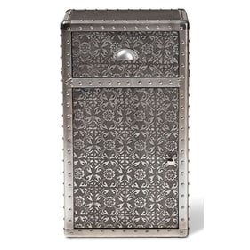 Baxton Studio Cosette Silver Metal Floral Accent Cabinet