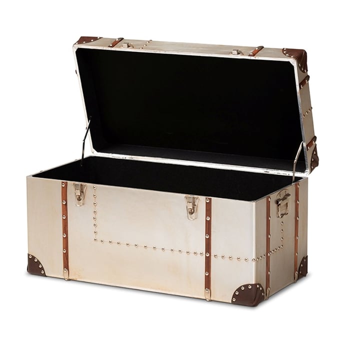 Baxton Studio Bechet Silver Metal Storage Trunk The Classy Home