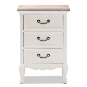 Baxton Studio Capucine Whitewashed Wood 3 Drawers End Table