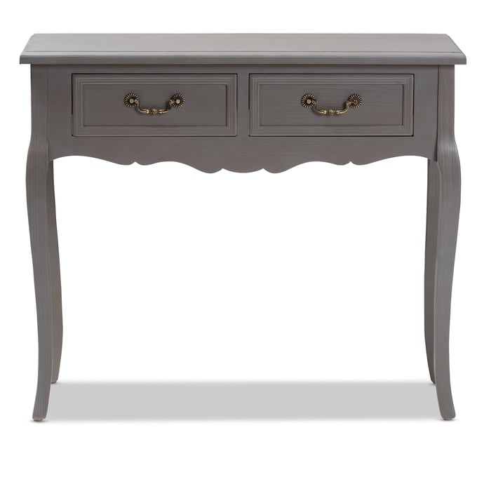 Baxton Studio Capucine Grey Wood 2 Drawers Console Table BAX-JY18A026-GREY-CONSOLE