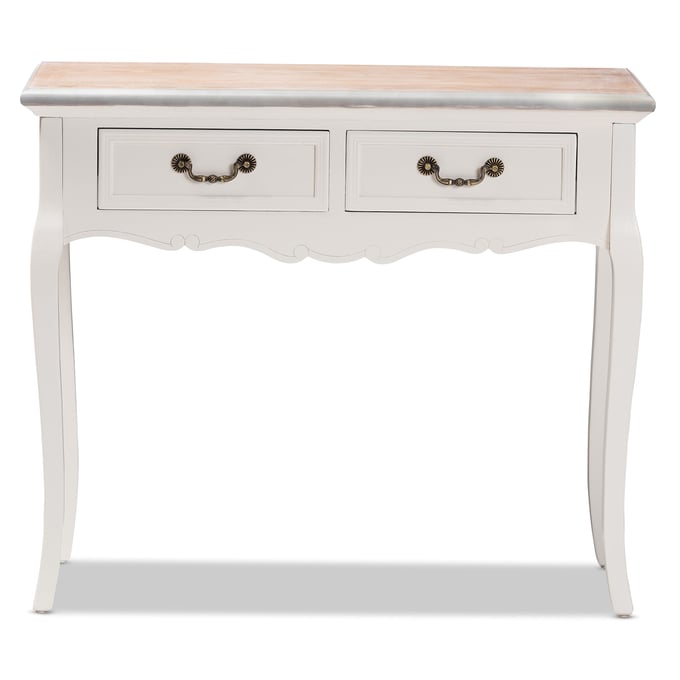 Baxton Studio Capucine White Wood 2 Drawers Console Table BAX-JY17A022-White-Console