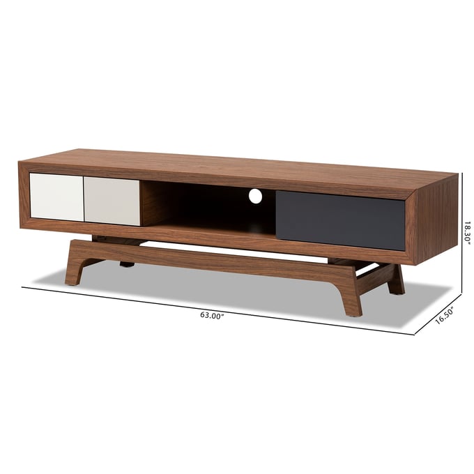 Baxton Studio Svante Walnut Wood 3 Drawers TV Stand The Classy Home