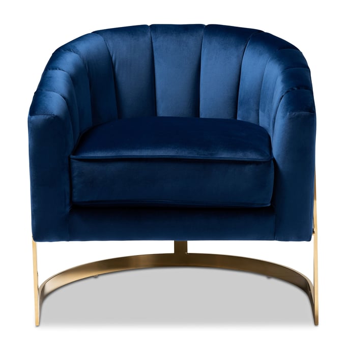 Baxton Studio Tomasso Royal Blue Velvet Upholstered Lounge Chair BAX-TSF7707-DRYL-BL-GLD-CC