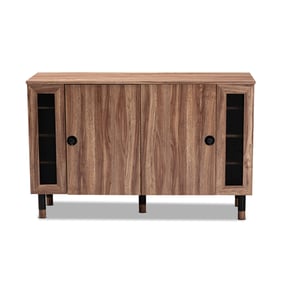 Baxton Studio Valina Oak Wood Entryway Shoe Storage Cabinet with Screen Ins...