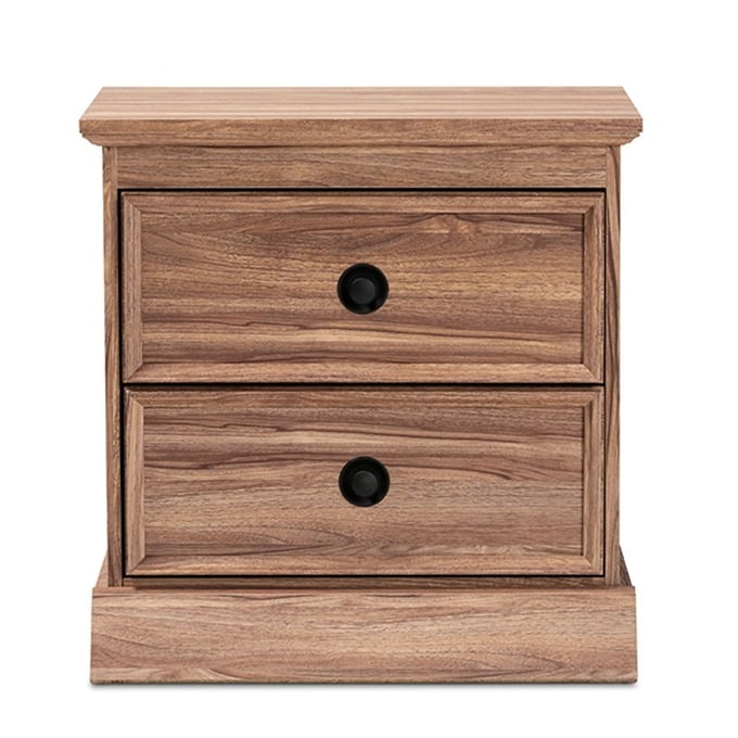 Baxton Studio Ryker Oak Wood 2 Drawers Night Stand BAX-FP-1804-4013