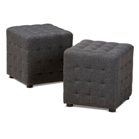 2 Baxton Studio Elladio Charcoal Fabric Upholstered Tufted Cube Ottomans