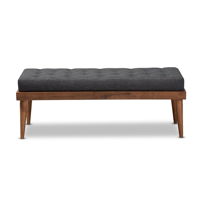 Baxton Studio Linus Charcoal Fabric Upholstered Button Tufted Bench BAX-BBT5363-DARK-GREY-BENCH