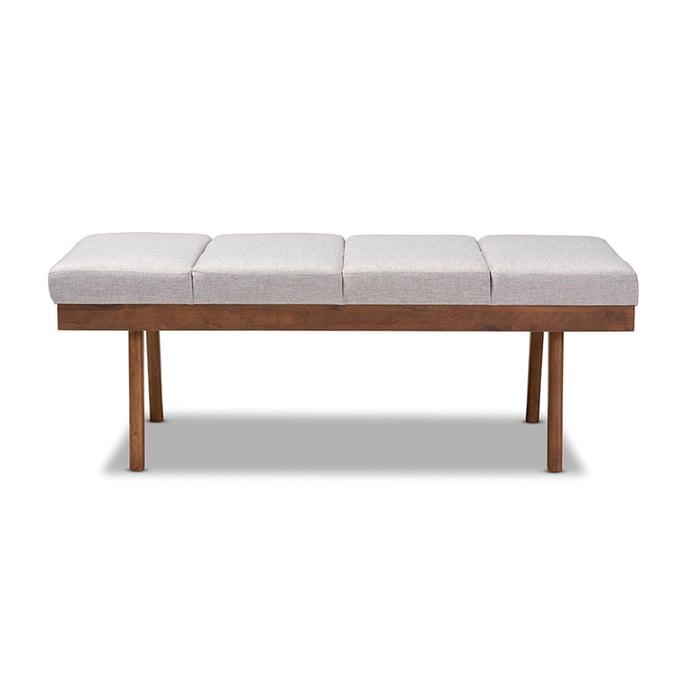 Baxton Studio Larisa Grayish Beige Fabric Upholstered Bench BAX-BBT5364-GYBG-BENCH