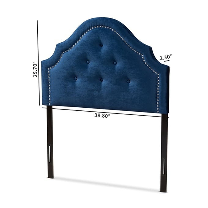 Baxton Studio Cora Royal Blue Velvet Upholstered Twin Headboard