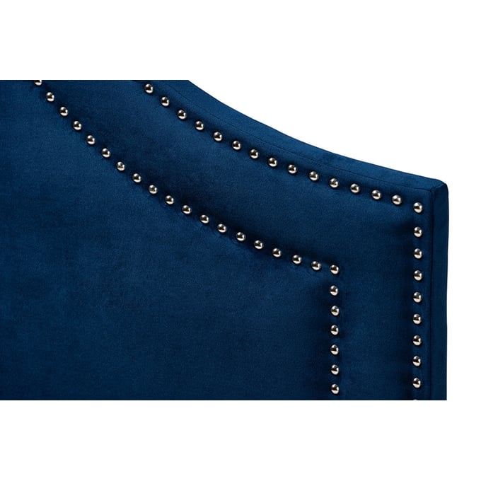 Baxton Studio Avignon Navy Blue Velvet Upholstered Queen Headboard