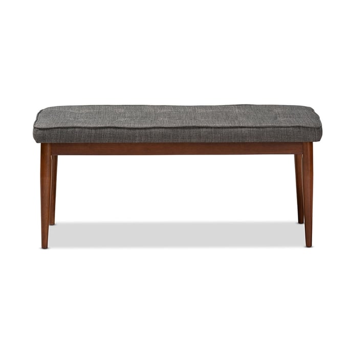 Baxton Studio Itami Dark Grey Fabric Upholstered Dining Bench BAX-ITAMI-GY-MEDOAK-BENCH