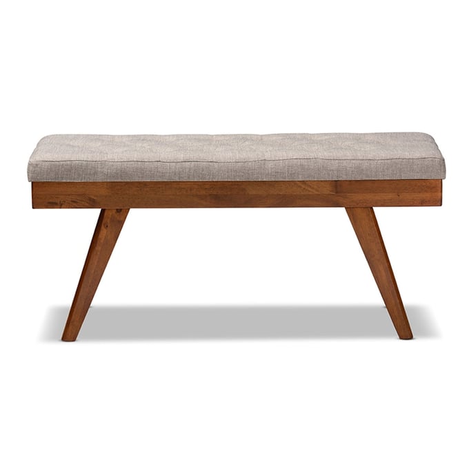 Baxton Studio Alona Light Grey Fabric Upholstered Dining Bench BAX-ALONA-MEDOAKLGY-BNCH