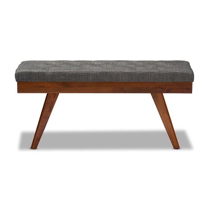 Baxton Studio Alona Medium Grey Fabric Upholstered Dining Bench BAX-ALONA-MOK-MEDIUM-GY-BNCH