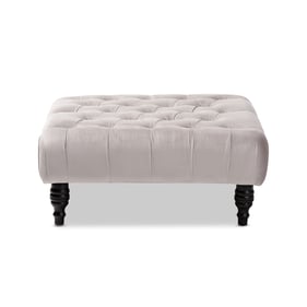 Baxton Studio Keswick Slate Grey Velvet Button Tufted Cocktail Ottoman