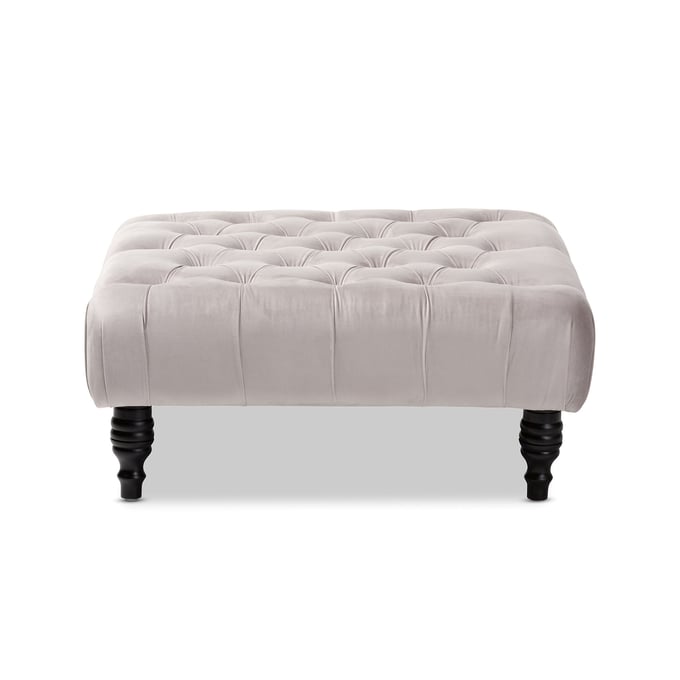 Baxton Studio Keswick Slate Grey Velvet Button Tufted Cocktail Ottoman BAX-502-SLATE-GREY-OTTO