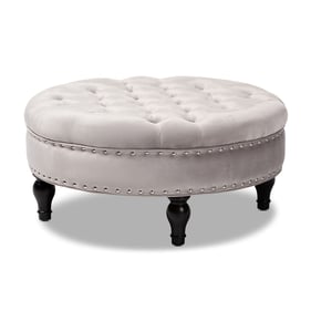 Baxton Studio Palfrey Slate Grey Velvet Button Tufted Cocktail Ottoman