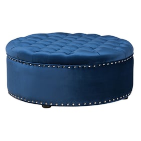 Baxton Studio Iglehart Royal Blue Velvet Tufted Cocktail Ottoman