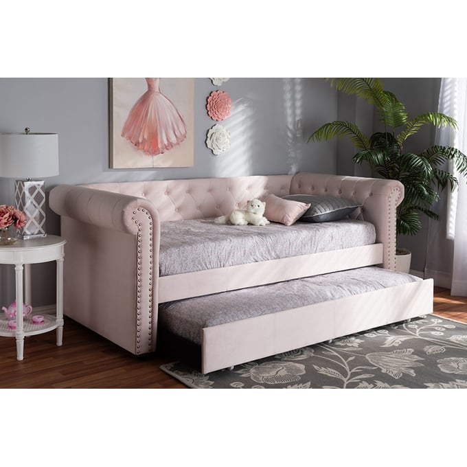 Pink deals upholstered daybed