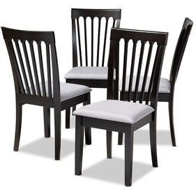 4 Baxton Studio Minette Gray Espresso Brown Wood Dining Chairs