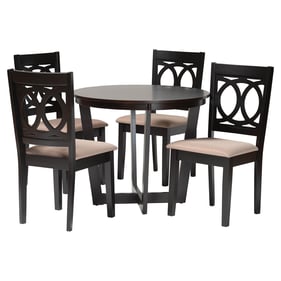 Baxton Studio Kara Sand Espresso Brown 5pc Dining Set