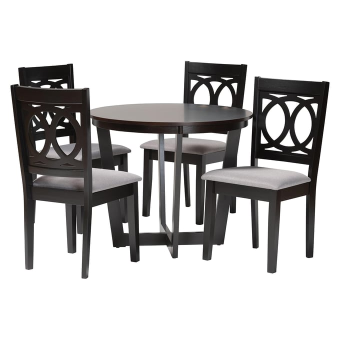 Baxton Studio Kara Grey Espresso Brown 5pc Dining Set BAX-KARA-GREY-DBRN-5PCDINSET