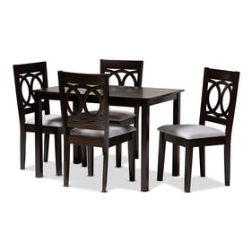 Baxton Studio Lenoir Gray Fabric Espresso Brown Wood 5pc Dining Set