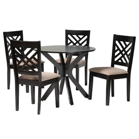 Baxton Studio Norah Sand Dark Brown Finished Wood 5pc Dining Set