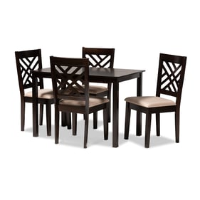 Baxton Studio Caron Sand Fabric Espresso Brown Wood 5pc Dining Set