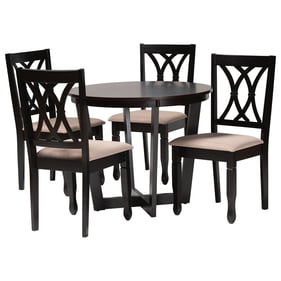 Baxton Studio Aggie Sand Dark Brown 5pc Dining Set