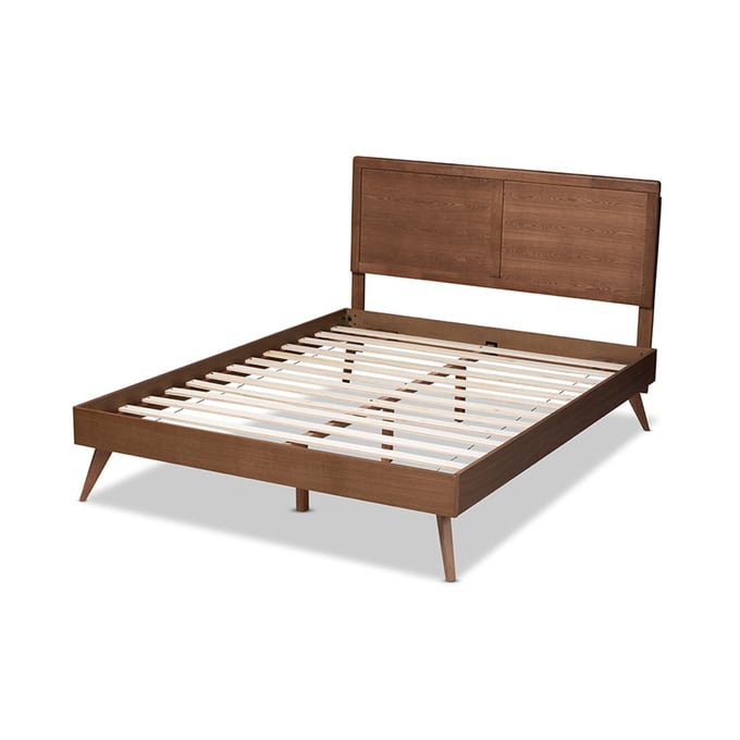 Baxton Studio Zenon Walnut Brown Wood Full Platform Bed BAX-ZENON-ASH-WALNUT-FULL