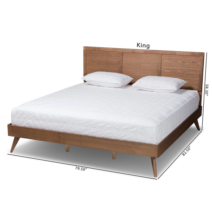 Baxton Studio Zenon Walnut Brown Wood King Platform Bed The