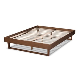 Baxton Studio Liliya Walnut Brown Wood King Platform Bed Frame