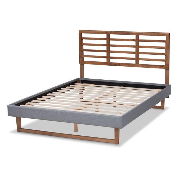 Baxton Studio Rina Dark Grey Ash Walnut Wood King Platform Bed BAX-RINA-DGY-ASH-WL-K