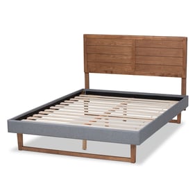 Baxton Studio Gabriela Dark Grey Ash Walnut Wood King Platform Bed