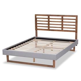 Baxton Studio Luciana Light Grey Ash Walnut Queen Platform Bed