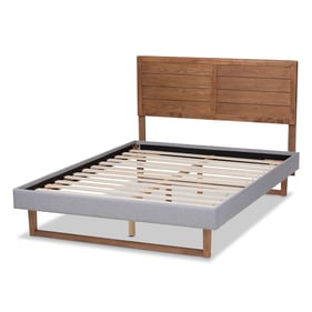 Baxton Studio Claudia Light Grey Ash Walnut Wood King Platform Bed