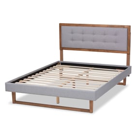 Baxton Studio Livinia Light Grey Ash Walnut Queen Platform Bed