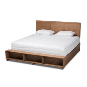 Baxton Studio Tamsin Ash Walnut King Platform Storage Bed