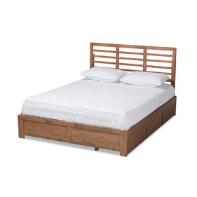 Baxton Studio Piera Ash Walnut Queen Platform Storage Bed