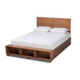 Baxton Studio Alba Walnut Brown Queen Platform Storage Bed