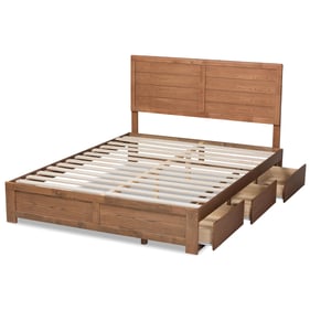 Baxton Studio Lisa Ash Walnut Queen Platform Storage Bed