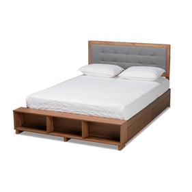 Baxton Studio Cosma Walnut Brown Grey Full Platform Storage Bed