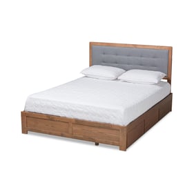 Baxton Studio Lene Ash Walnut Grey Queen Platform Storage Bed