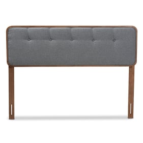 Baxton Studio Palina Dark Grey Fabric Walnut Wood King Headboard