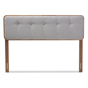 Baxton Studio Palina Light Grey Fabric Walnut Wood Full Headboard