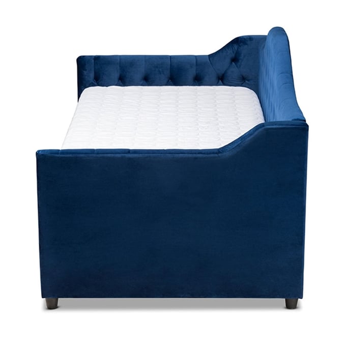 Baxton Studio Perry Navy Blue Velvet Button Tufted Twin Daybed