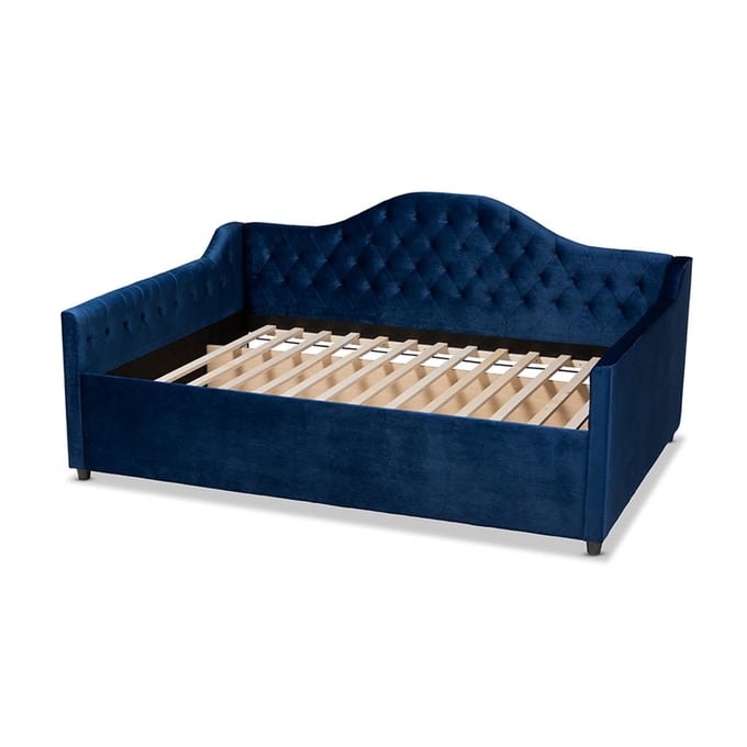 Baxton Studio Perry Navy Blue Velvet Button Tufted Full Daybed BAX-CF8940-NAVY-BLUE-DAYBED-F