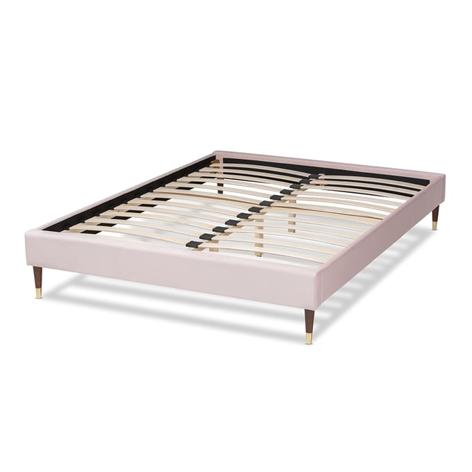 Baxton Studio Volden Light Pink Velvet Upholstered Full Platform Bed Frame BAX-BBT6598A1-LIGHT-PINK-FULL