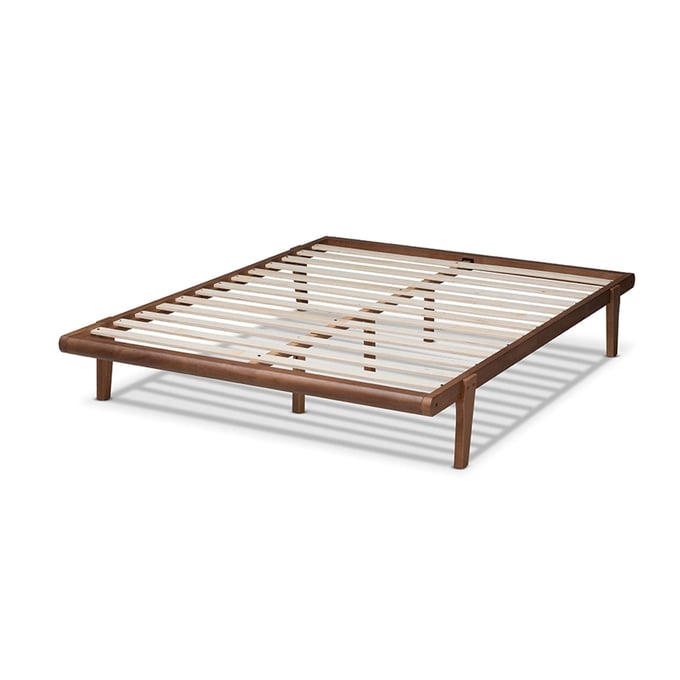 Baxton Studio Kaia Ash Walnut Wood Full Platform Bed Frame The