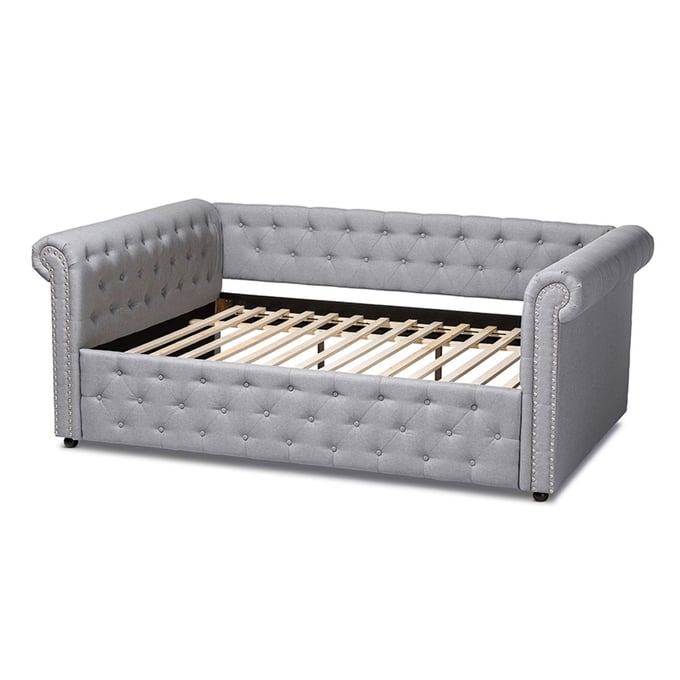 Baxton Studio Mabelle Gray Fabric Upholstered Queen Daybed BAX-ASHLEY-GREY-DAYBED-QUEEN